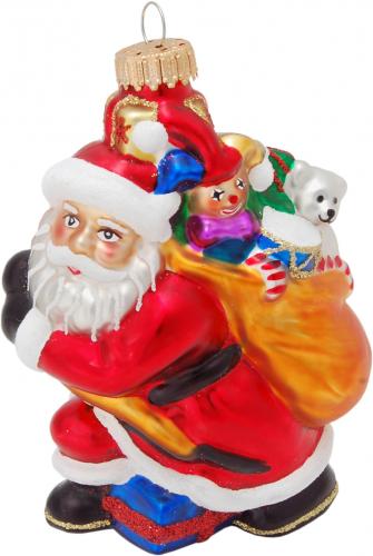 Weihnachtsmann mit Geschenktte 10cm (VE)