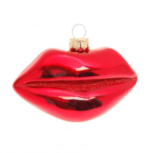 Glasornament Groe Rote Lippen, Rot glanz, 9cm (VE)