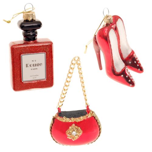 Set „Lady in Red“ (High Heels 9cm, Handtasche 6cm, Parfümflasche 9cm) (VE)