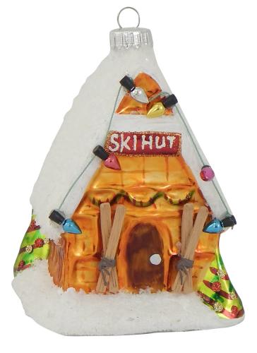 Ski Hütte 11cm, Glasornament (VE)