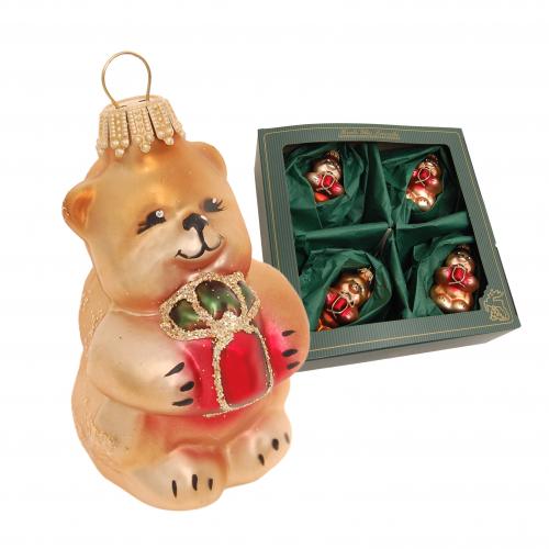 Glasornament Kleiner Bär (Tartan Weihnachten), Multicolor, 7cm (VE)